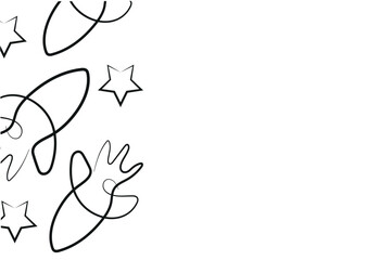 poster with simple rocket icons in line art style drawn with an original outline, for logos and various designs