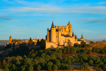 Fototapeta premium Alcázar of Segovia, a medieval castle built on a rocky crag in Castile and León, Spain