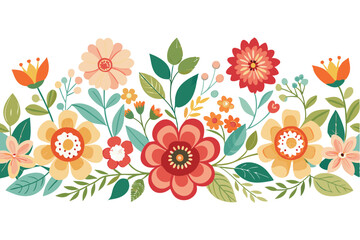 Seamless Floral Garden: Vibrant Cartoon Flower Pattern