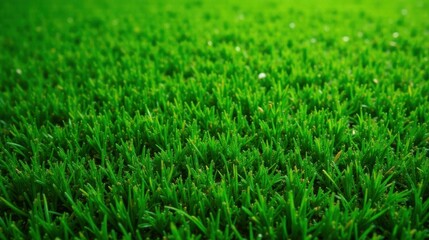 Fototapeta premium A Lush Carpet of Vibrant Green Grass Blades Close-Up View Showing the Texture and Detail of a Well-Maintained Lawn