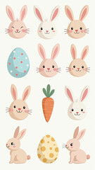 pastel decorated easter items feature traditional symbols like rabbits eggs carrots festive