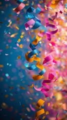 Colorful Confetti Falls During a Celebration at a Vibrant Party in the Evening