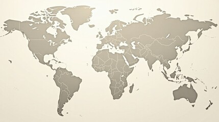 A Subtle Embossed World Map Depicting Global Interconnectivity and International Relations
