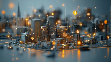 Urban technological advancement futuristic cityscape digital infrastructure modern environment aerial view innovation concept for enhanced connectivity