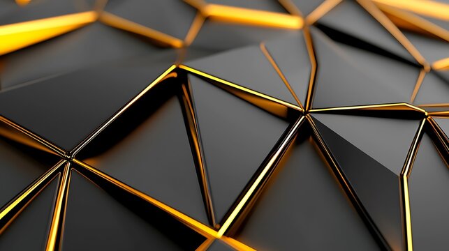 Dark, jagged, 3D shapes with yellow edging creating a modern background for a technology graphic design