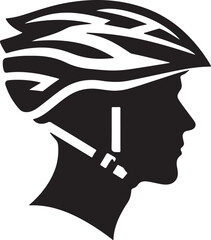 cyclist helmet logo silhouette design vector art illustration