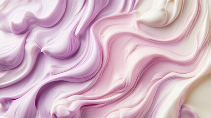 Obraz premium A beautiful swirl of lavender and pastel pink cream texture, creating a soft and soothing visual.