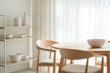 dining room with minimalist decor and natural light
