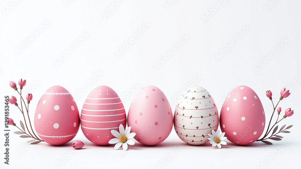 Aufkleber vibrant handmade easter eggs pink minimalist design card layout perfectly complement visually simple