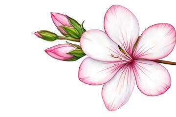 Fototapeta premium Delicate pink and white flower branch, isolated on white background