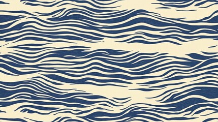 Abstract wavy lines pattern in navy blue and cream colors, creating a soothing visual effect.