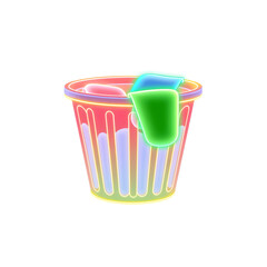 Laundy basket holographic 3D icon. neon symbol vector illustration isolated on white background. Generative AI