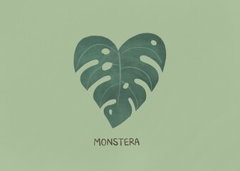 배경이 있는 몬스테라, 손그림 일러스트, 디지털 그림
