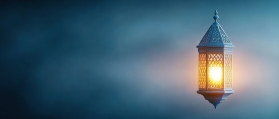 Obraz premium Ramadan lantern shining in the darkness.
