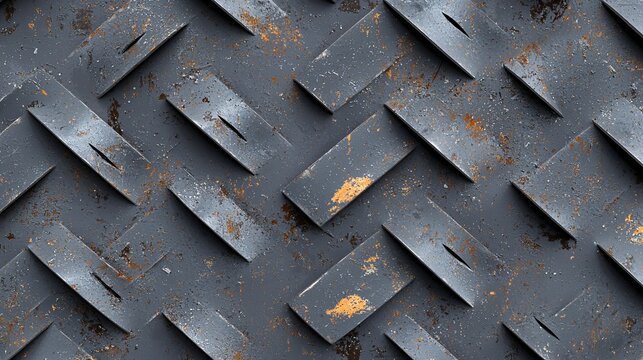 Textured Metal Surface with Rusty Elements and Diamond Pattern Design
