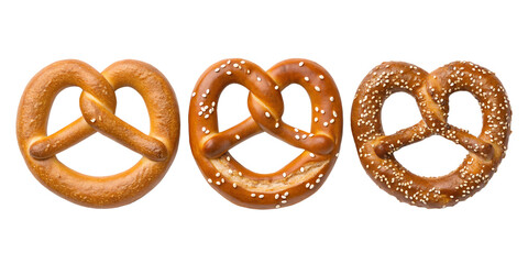 Fototapeta premium Traditional German salted pretzel, delicious savory bread snack, Cut Out