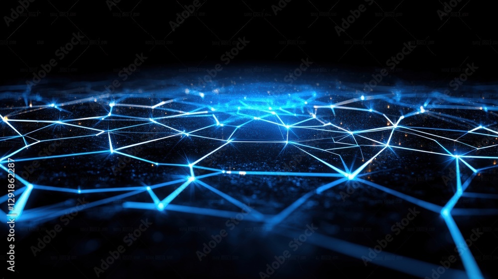 Aufkleber abstract technology background with connected lines and dots in digital space representation