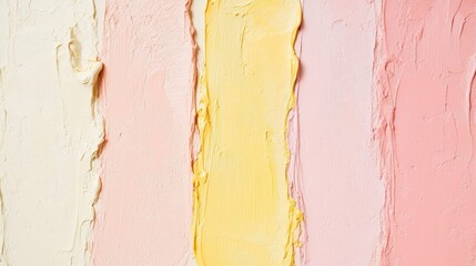 Textured abstract painting with pastel colors showcasing creamy yellows and soft pinks.