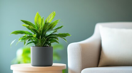 A modern indoor plant alongside a minimalist chair creates a harmonious lifestyle setting, showcasing simplicity and elegance in a contemporary home environment.