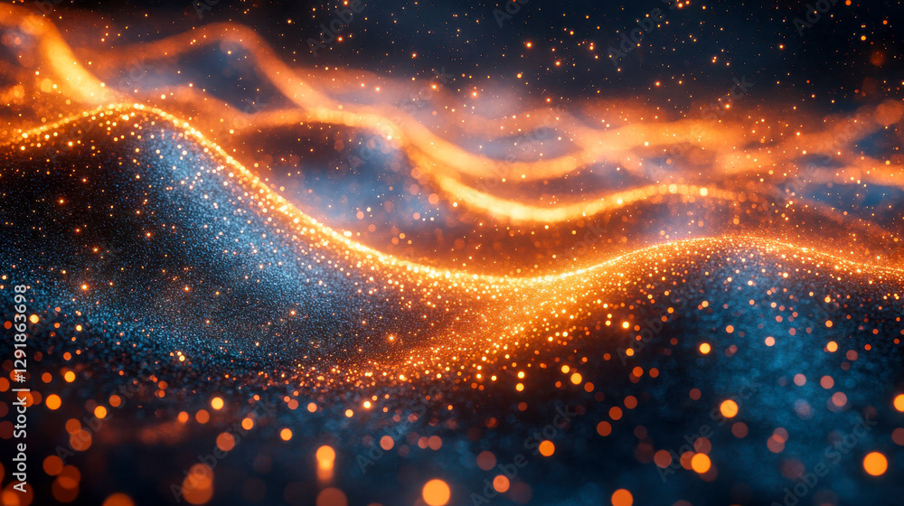 Poster abstract visualization of glowing energy particles in a cosmic, futuristic setting