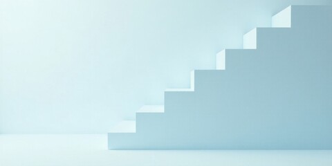 Fototapeta premium Abstract Pastel Blue Staircase Ascending Against a Smooth Wall Background