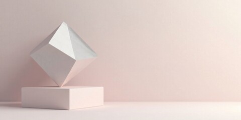 Fototapeta premium Elegant Geometric Form on Minimalist Platform A Study in Light and Shadow