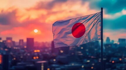 Clean and modern portrayal of the Japan flag, ideal for international relations, travel branding, and cultural representation, sharp and dynamic comic-style design