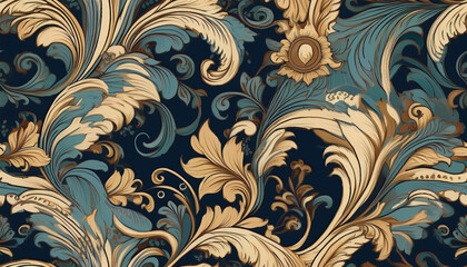 vintage damask seamless pattern featuring elegant intricate motifs illustration