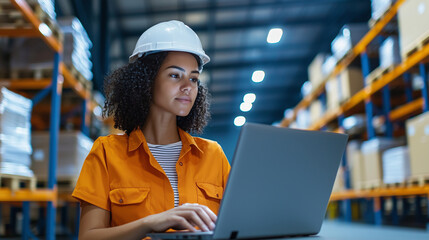 High-Tech Logistics Worker Managing Package Fulfillment Center
