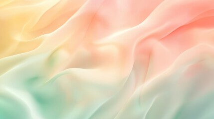Fototapeta premium A flowing gradient fabric, featuring soft hues of peach, mint green, and cream.