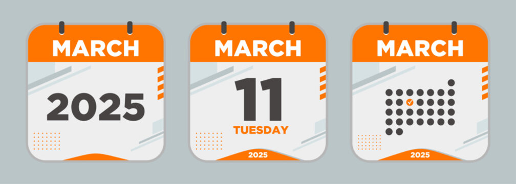 Calendar icon. March. 2025 11 day. The concept of waiting for an important date. Day calendar with date march 11. Cheklist day calendar. Vector illustration.