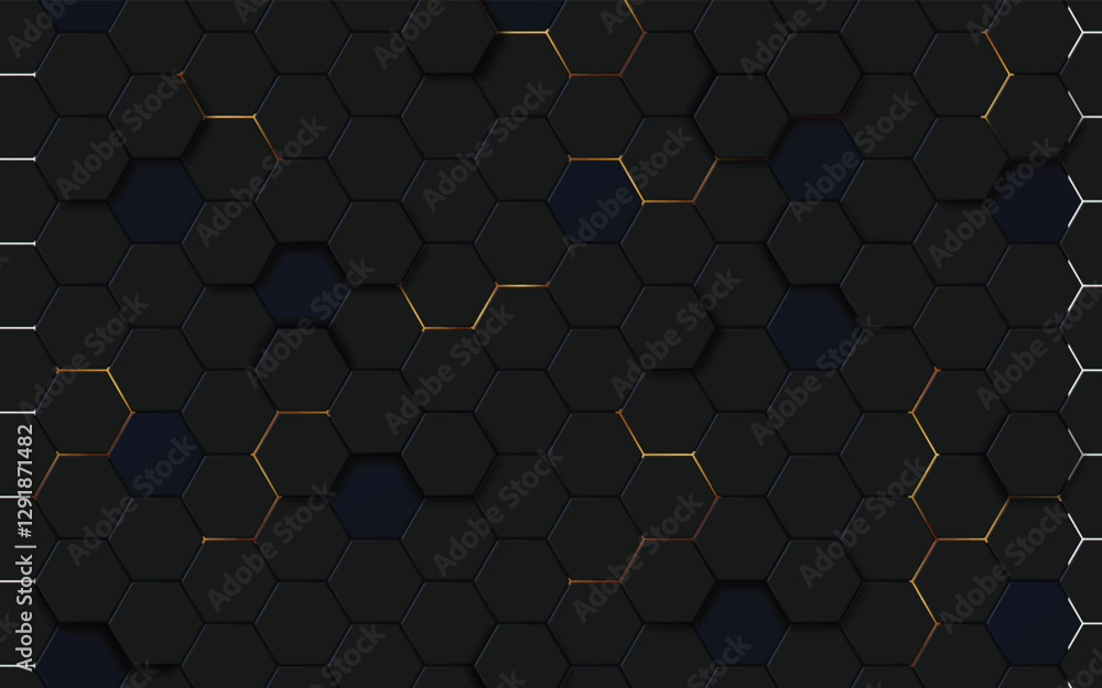 Poster the textured background is composed of numerous hexagonal shapes. some hexagons have subtle gold out