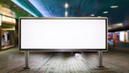 Fototapeta premium Blank advertising board in a dimly lit urban environment during evening hours, billboard mockup