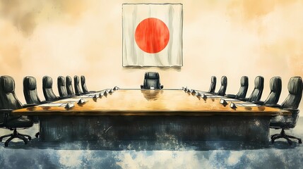 Crisp vector image of the Japanese flag, a powerful emblem representing history, tradition, and international presence, perfect for educational and cultural concepts, book illustration style