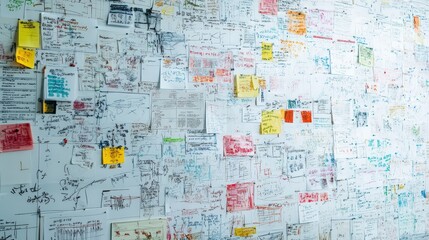 Whiteboards covered in strategic diagrams