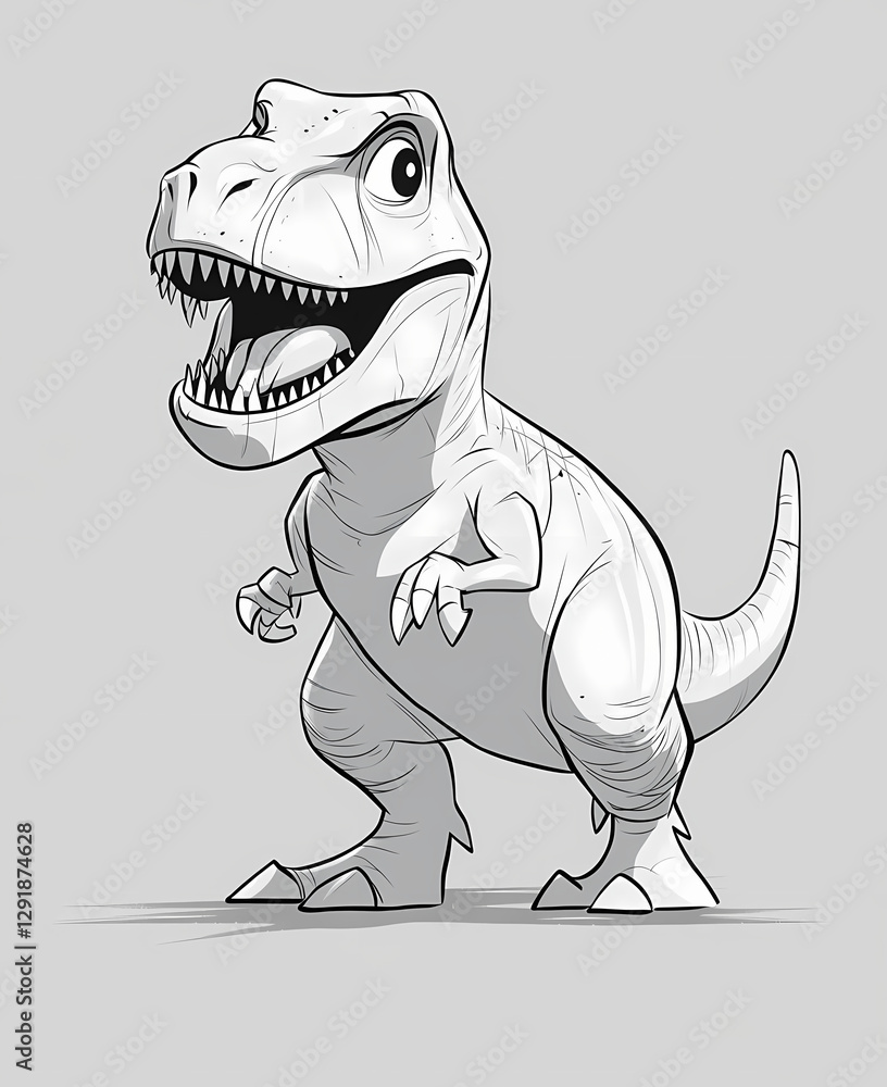 Poster cartoon dinosaur character with a cheerful expression in monochrome design. generative ai