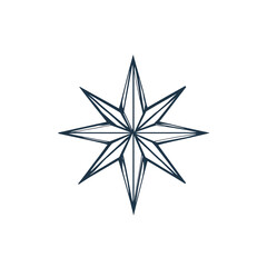 Obraz premium Modern Minimalist Star Line Art | Black PNG