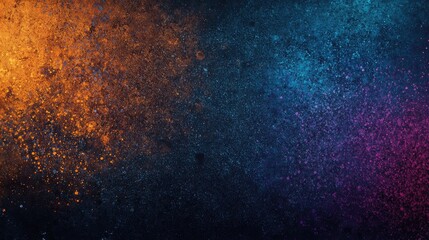 Obraz premium Vibrant Abstract Splatter Art with Orange, Blue, and Purple Color Gradients on Dark Background