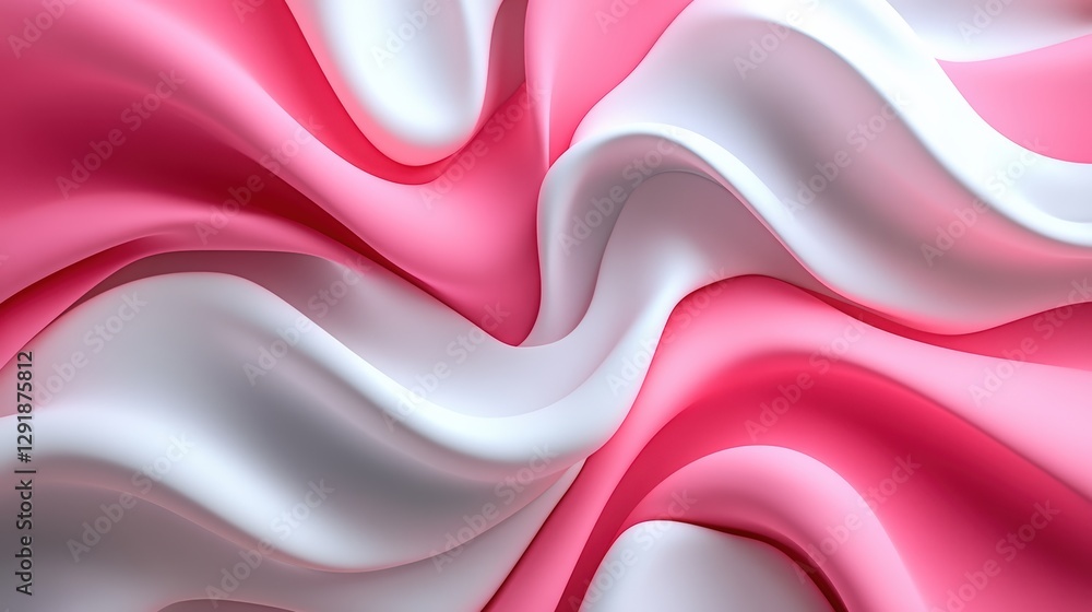 Poster pink and white wave pattern with abstract design elements for background or texture use