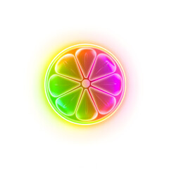 Obraz premium Lime holographic 3D icon. neon symbol vector illustration isolated on white background. Generative AI