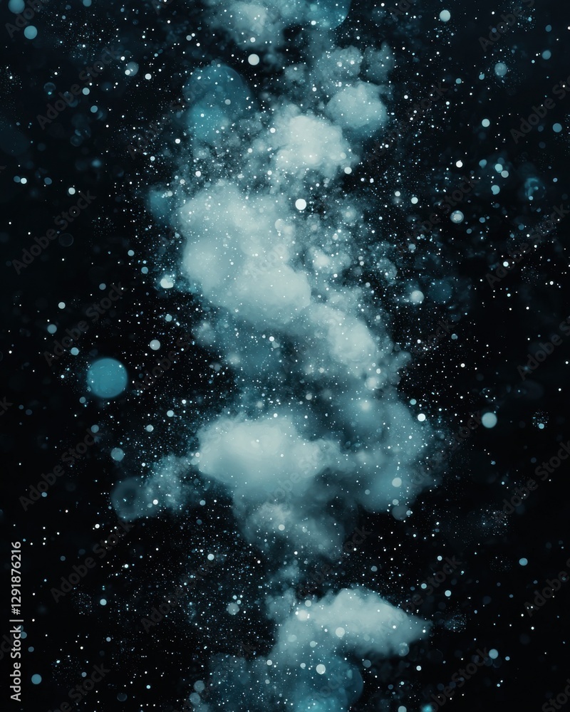Poster dynamic particle flow abstract space digital art black background close-up visual effects