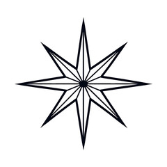 Obraz premium Modern Minimalist Star Line Art | Black PNG