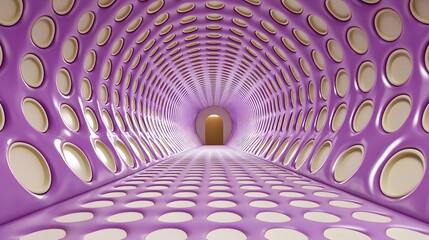 Abstract Purple Tunnel with Circular Cutouts and Soft Light
