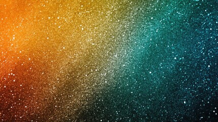 Fototapeta premium Vibrant Gradient of Glittering Particles Transitioning from Warm Orange to Cool Teal