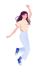 Woman jumping in joy. Vector illustration