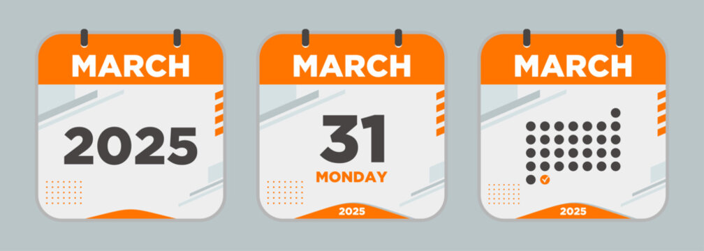 Calendar icon. March. 2025 31 day. The concept of waiting for an important date. Day calendar with date march 31. Cheklist day calendar. Vector illustration.