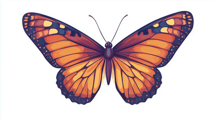 Fototapeta premium Vector illustration of a beautiful colorful butterfly isolated on a white background.