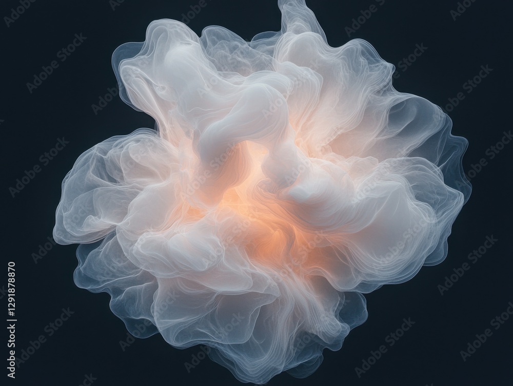 Poster dynamic explosion of ethereal smoke abstract art digital creation dark background close-up light and