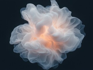 Fototapeta premium Dynamic explosion of ethereal smoke abstract art digital creation dark background close-up light and form