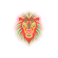Fototapeta premium Lion holographic 3D icon. neon symbol vector illustration isolated on white background. Generative AI